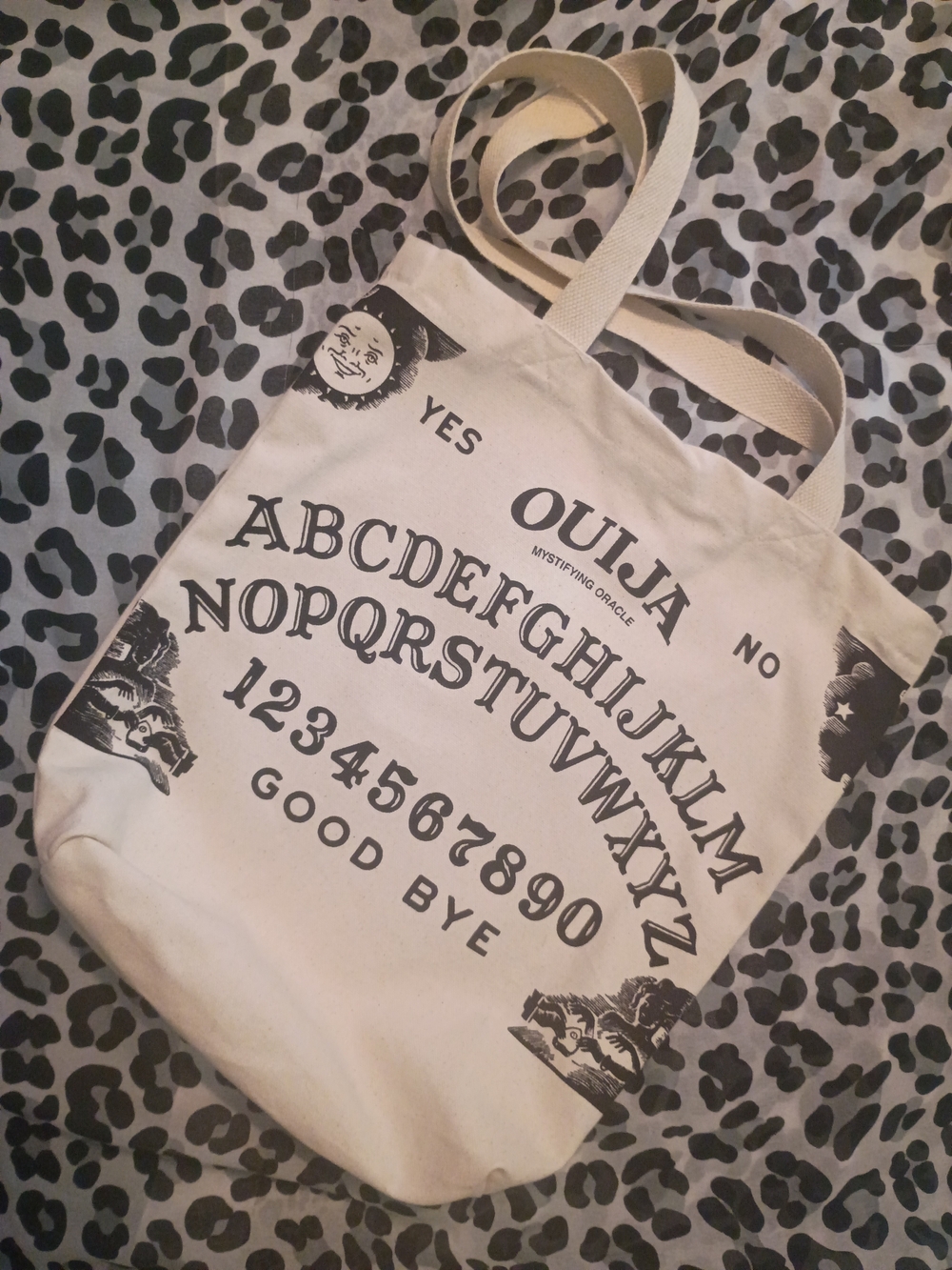NWOT Ouija Print Canvas Tote Bag in Cream